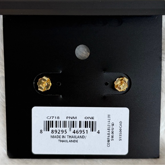 Coach Gold Crystal Pavé C Drop Earrings CJ718 NWT - Picture 2 of 3